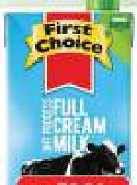 First Choice UHT Milk 1L (All Refs)
