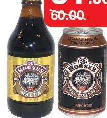 Dark Malta Non-Alcoholic Beverage - 3 Horses, la canette / bouteille de 330ml