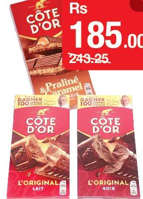 Chocolat Côte d'Or Lait Extra / Noir Extra / Lait Fourré Praliné et Caramel la tablette de 200g