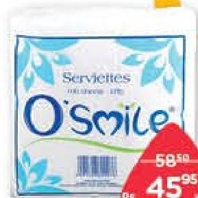 O'Smile Serviettes de Table 1 Ply x 100 Sheets