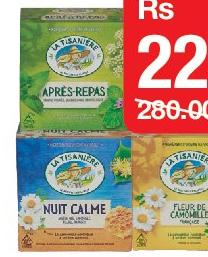 Infusion - La Tisaniere Fleur Camomille / Apres Repas / Nuit calme / Nuit Calme Miel / Drain elimination / Detox la boîte de 37.5g x 25