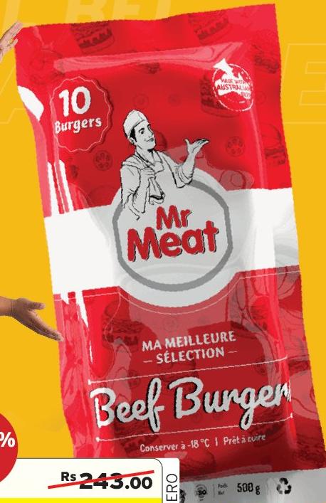 MR MEAT BEEF BURGERS X10 500G