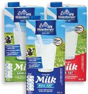 Oldenburger Skimmed/Semi Skinned/Full Fat Milk 1lt (3 Refs)
