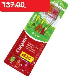 Colgate Twister Toothbrush x3 Family Pack Medium