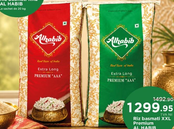 Riz basmati XXL AL HABIB Premium AAA Extra Long