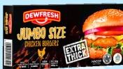 Dewfresh Jumbo Size Chicken Burgers Extra Thick, La boîte x 4 - 400 g