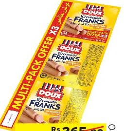 Doux Promo Pack Chicken Franks 3 x 340g