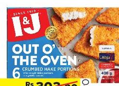 I&J Out of Oven Classic Crumbed Hake Portions Lemon 400g